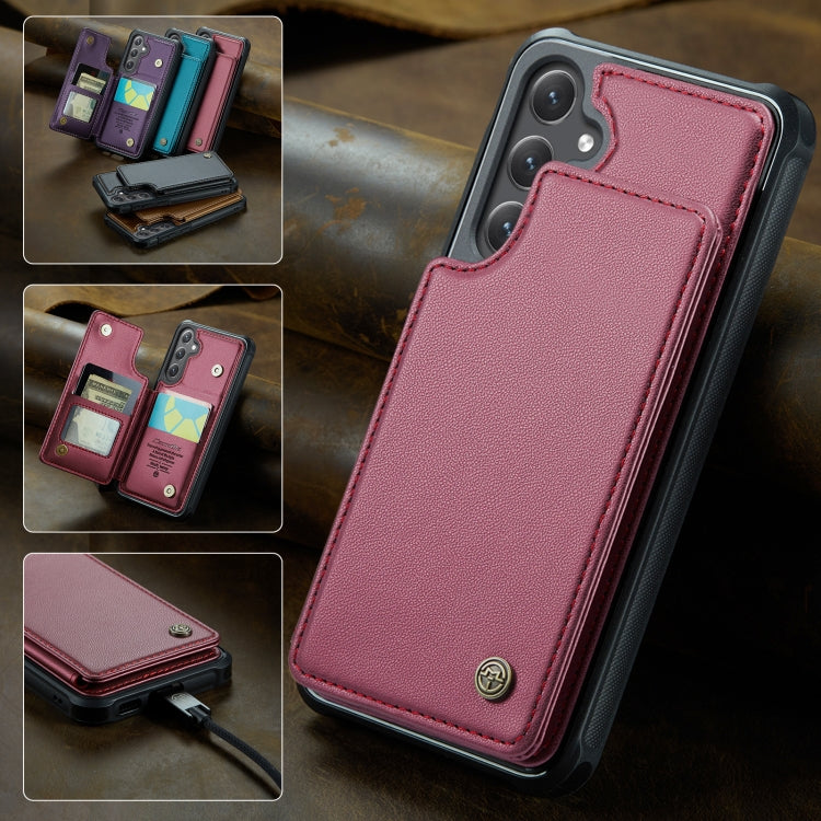 For Samsung Galaxy S25+ 5G CaseMe C22 Card Slots Holder RFID Anti-theft Phone Case(Red) by CaseMe