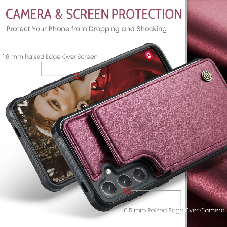 For Samsung Galaxy S25+ 5G CaseMe C22 Card Slots Holder RFID Anti-theft Phone Case(Red) by CaseMe