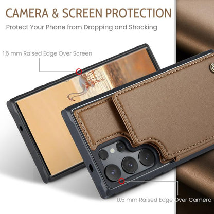 For Samsung Galaxy S25 Ultra 5G CaseMe C22 Card Slots Holder RFID Anti-theft Phone Case(Brown) by CaseMe