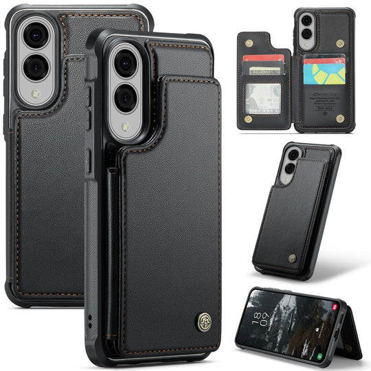 For Samsung Galaxy S25 Edge 5G CaseMe C22 Card Slots Holder RFID Anti-theft Phone Case(Black)