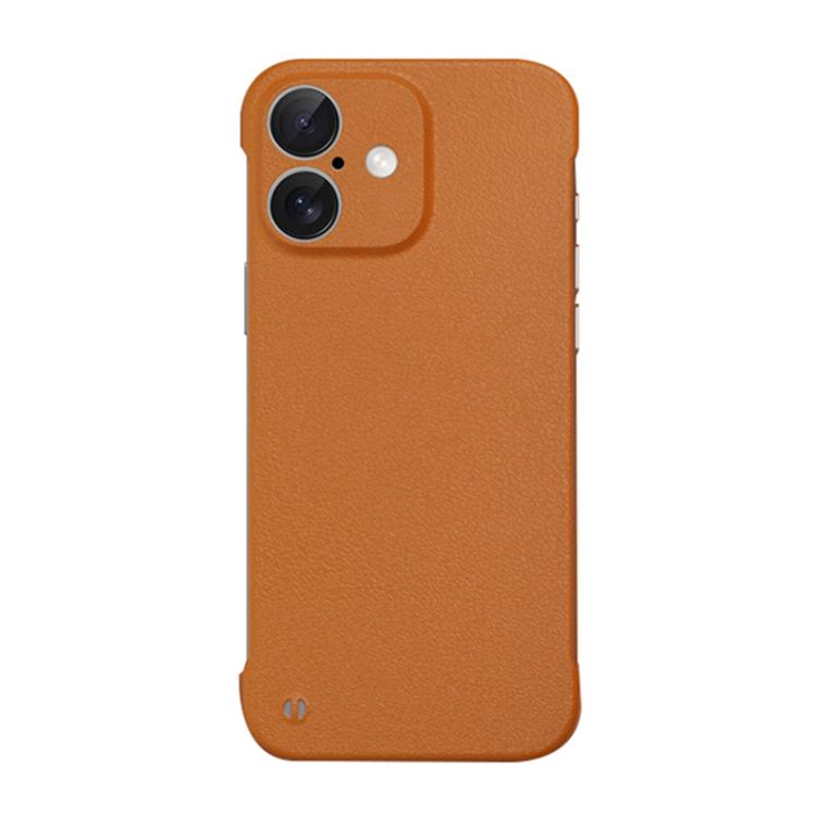 For iPhone 16 Plus Frameless Litchi Texture PC Phone Case(Orange) - iPhone 16 Plus Cases by buy2fix | Online Shopping UK | buy2fix