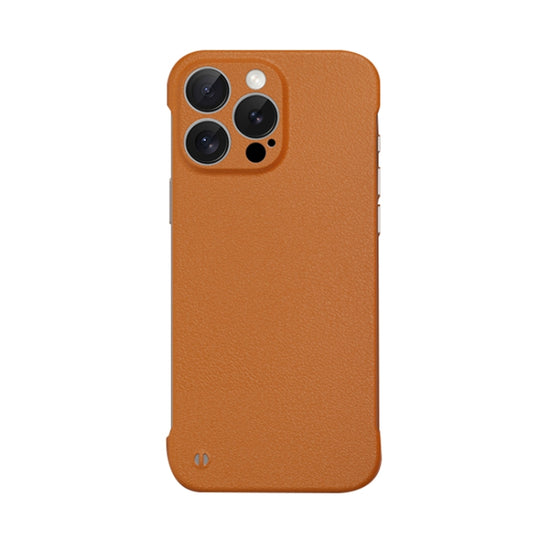 For iPhone 15 Pro Max Frameless Litchi Texture PC Phone Case(Orange)