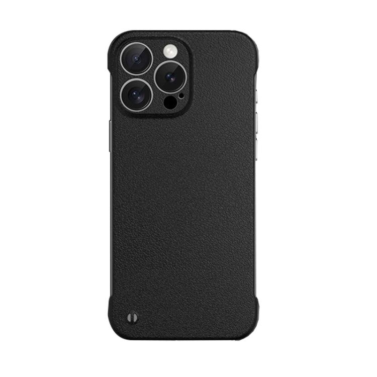 For iPhone 15 Pro Frameless Litchi Texture PC Phone Case(Graphite Black) - iPhone 15 Pro Cases by buy2fix | Online Shopping UK | buy2fix