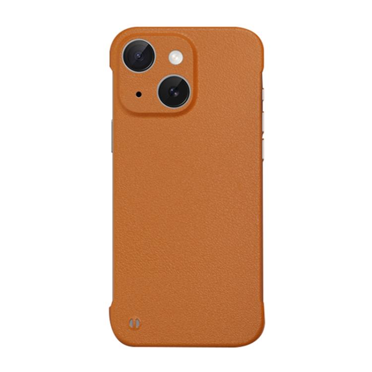 For iPhone 15 Plus Frameless Litchi Texture PC Phone Case(Orange) - iPhone 15 Plus Cases by buy2fix | Online Shopping UK | buy2fix