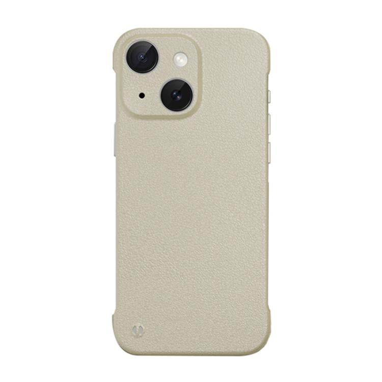 For iPhone 15 Plus Frameless Litchi Texture PC Phone Case(Light Yellow) - iPhone 15 Plus Cases by buy2fix | Online Shopping UK | buy2fix