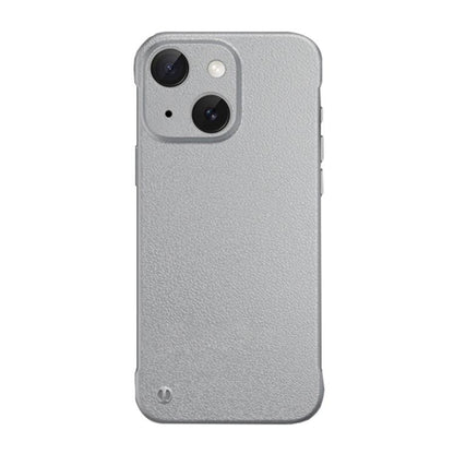 For iPhone 15 Frameless Litchi Texture PC Phone Case(Titanium Silver) - iPhone 15 Cases by buy2fix | Online Shopping UK | buy2fix
