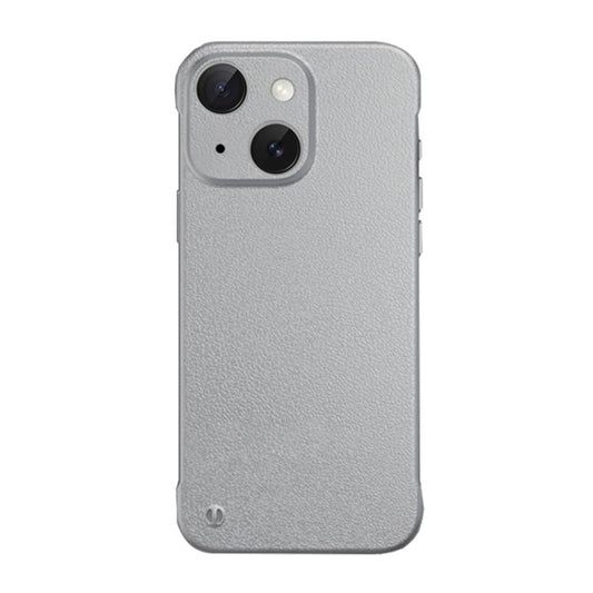 For iPhone 15 Frameless Litchi Texture PC Phone Case(Titanium Silver) - iPhone 15 Cases by buy2fix | Online Shopping UK | buy2fix