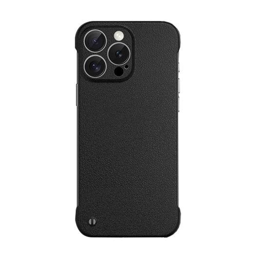 For iPhone 14 Pro Frameless Litchi Texture PC Phone Case(Graphite Black)