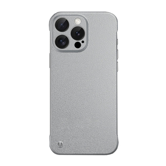 For iPhone 14 Pro Frameless Litchi Texture PC Phone Case(Titanium Silver)