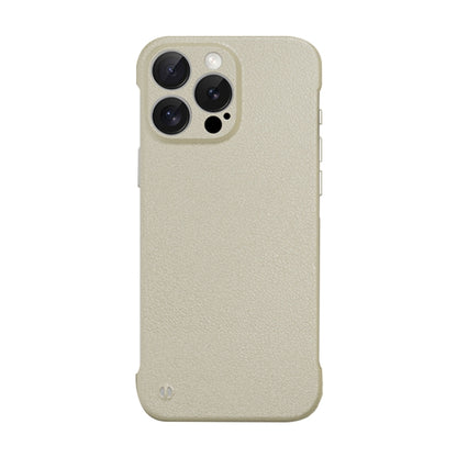 For iPhone 12 Pro Frameless Litchi Texture PC Phone Case(Light Yellow) - iPhone 12 / 12 Pro Cases by buy2fix | Online Shopping UK | buy2fix