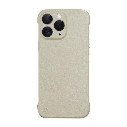 For iPhone 11 Pro Max Frameless Litchi Texture PC Phone Case(Light Yellow)