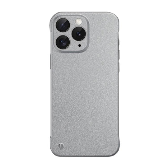 For iPhone 11 Pro Max Frameless Litchi Texture PC Phone Case(Titanium Silver)