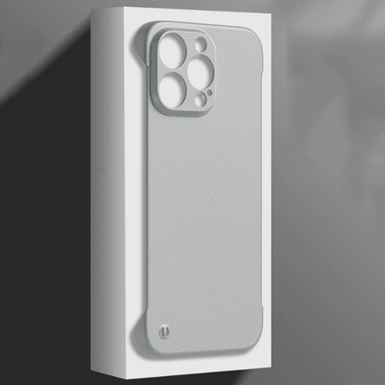 For iPhone 14 Pro Max Frameless Litchi Texture PC Phone Case(Titanium Silver) - iPhone 14 Pro Max Cases by buy2fix | Online Shopping UK | buy2fix