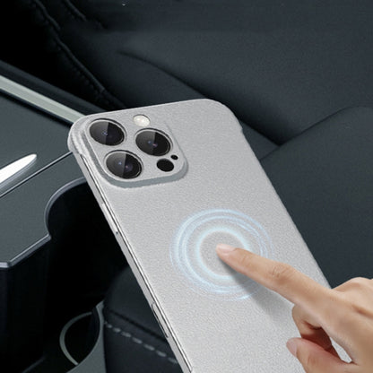 For iPhone 12 Pro Frameless Litchi Texture PC Phone Case(Titanium Silver) - iPhone 12 / 12 Pro Cases by buy2fix | Online Shopping UK | buy2fix