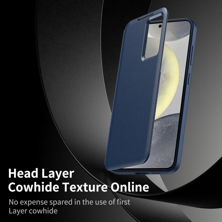 For Samsung Galaxy S22 5G Smart View Window Leather Phone Case with Card Slot(Blue) - Galaxy S22 5G Cases by buy2fix | Online Shopping UK | buy2fix