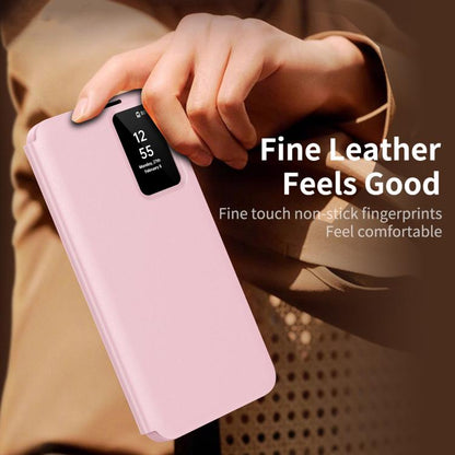 For Samsung Galaxy S22 5G Smart View Window Leather Phone Case with Card Slot(Pink) - Galaxy S22 5G Cases by buy2fix | Online Shopping UK | buy2fix