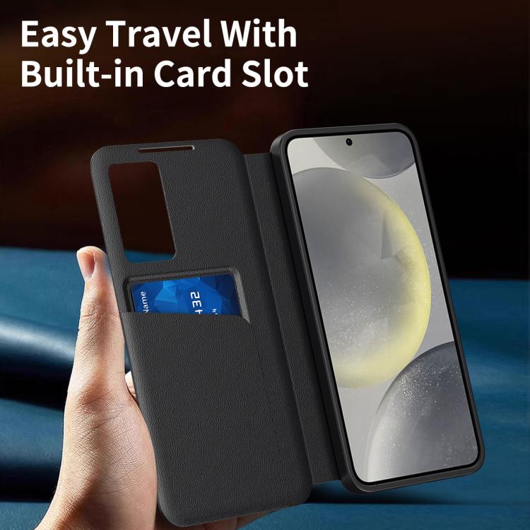 For Samsung Galaxy S22+ 5G Smart View Window Leather Phone Case with Card Slot(Black) - Galaxy S22+ 5G Cases by buy2fix | Online Shopping UK | buy2fix