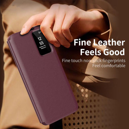 For Samsung Galaxy S22+ 5G Smart View Window Leather Phone Case with Card Slot(Red) - Galaxy S22+ 5G Cases by buy2fix | Online Shopping UK | buy2fix