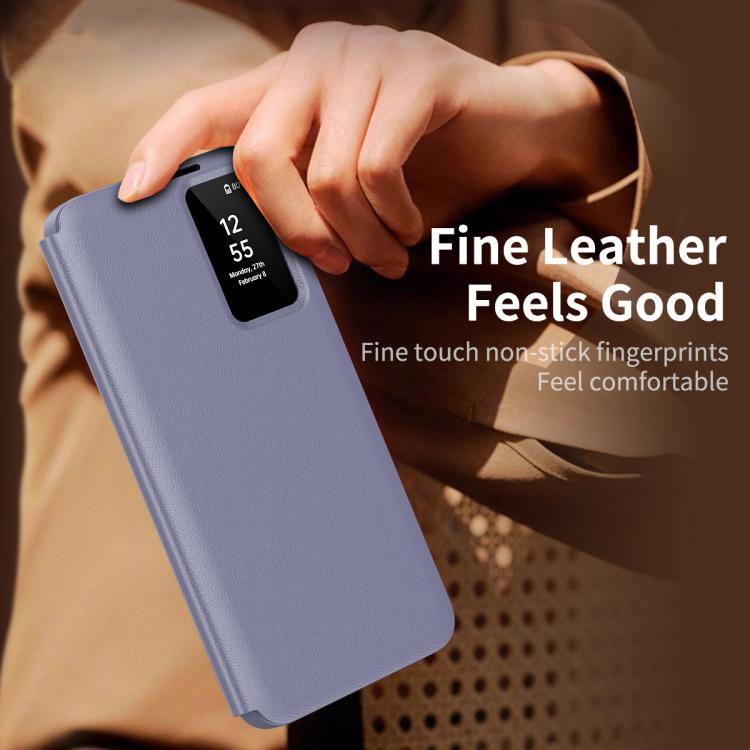 For Samsung Galaxy S22+ 5G Smart View Window Leather Phone Case with Card Slot(Purple) - Galaxy S22+ 5G Cases by buy2fix | Online Shopping UK | buy2fix