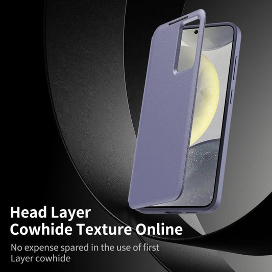 For Samsung Galaxy S23 Ultra 5G Smart View Window Leather Phone Case with Card Slot(Purple) - Galaxy S23 Ultra 5G Cases by buy2fix | Online Shopping UK | buy2fix