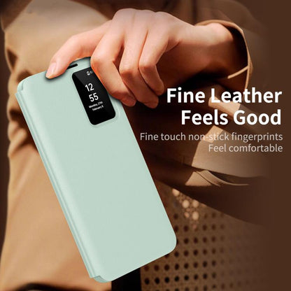 For Samsung Galaxy S23 Ultra 5G Smart View Window Leather Phone Case with Card Slot(Green) - Galaxy S23 Ultra 5G Cases by buy2fix | Online Shopping UK | buy2fix