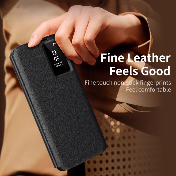 For Samsung Galaxy S24 Ultra 5G Smart View Window Leather Phone Case with Card Slot(Black) - Galaxy S24 Ultra 5G Cases by buy2fix | Online Shopping UK | buy2fix