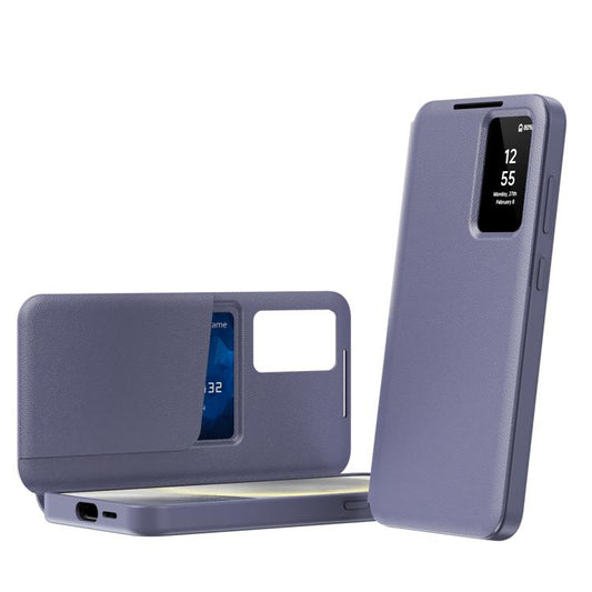 For Samsung Galaxy S25 5G Smart View Window Leather Phone Case with Card Slot(Purple) - Galaxy S25 5G Cases by buy2fix | Online Shopping UK | buy2fix