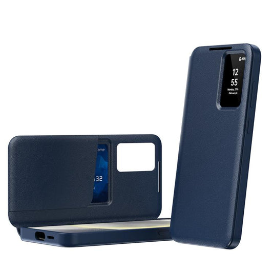 For Samsung Galaxy S25 Ultra 5G Smart View Window Leather Phone Case with Card Slot(Blue) - Galaxy S25 Ultra 5G Cases by buy2fix | Online Shopping UK | buy2fix