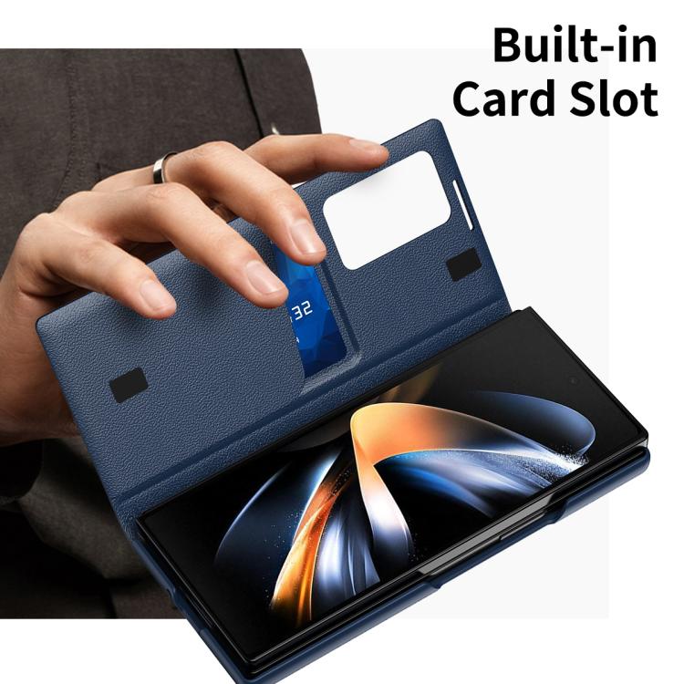 For Samsung Galaxy Z Fold3 5G Smart View Window Leather Phone Case with Card Slot(Blue) - Galaxy Phone Cases by buy2fix | Online Shopping UK | buy2fix