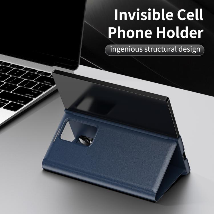 For Samsung Galaxy Z Fold3 5G Smart View Window Leather Phone Case with Card Slot(Blue) - Galaxy Phone Cases by buy2fix | Online Shopping UK | buy2fix