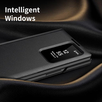 For Samsung Galaxy Z Fold3 5G Smart View Window Leather Phone Case with Card Slot(Black) - Galaxy Phone Cases by buy2fix | Online Shopping UK | buy2fix