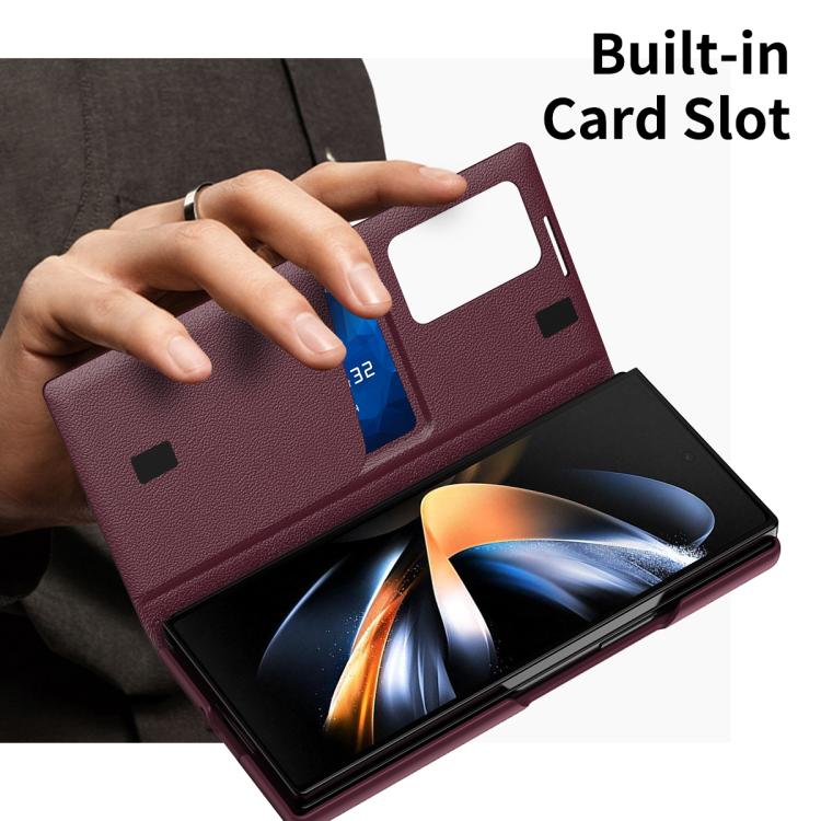 For Samsung Galaxy Z Fold3 5G Smart View Window Leather Phone Case with Card Slot(Red) - Galaxy Phone Cases by buy2fix | Online Shopping UK | buy2fix