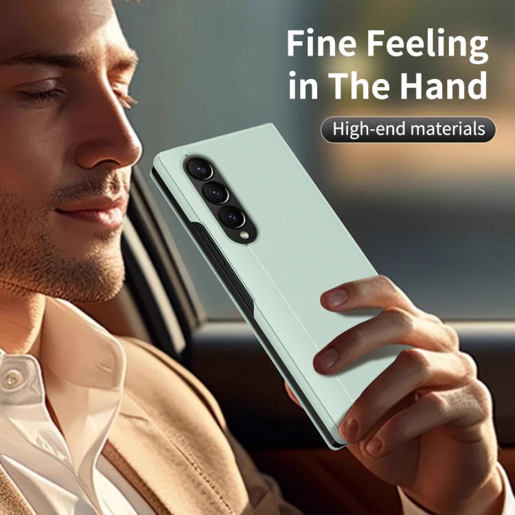 For Samsung Galaxy Z Fold3 5G Smart View Window Leather Phone Case with Card Slot(Green) - Galaxy Phone Cases by buy2fix | Online Shopping UK | buy2fix