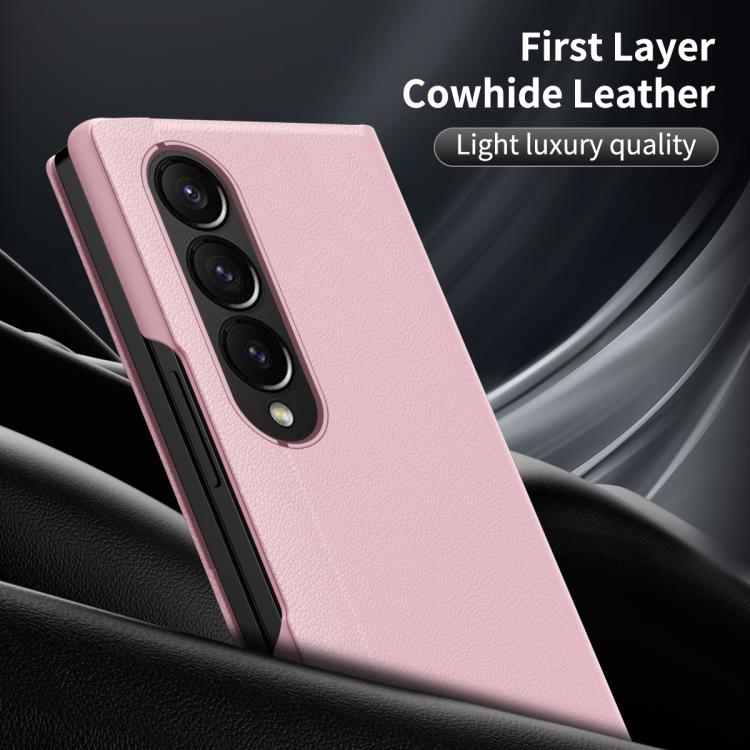 For Samsung Galaxy Z Fold4 Smart View Window Leather Phone Case with Card Slot(Pink) - Galaxy Z Fold4 5G Cases by buy2fix | Online Shopping UK | buy2fix