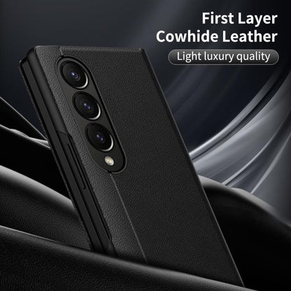 For Samsung Galaxy Z Fold4 Smart View Window Leather Phone Case with Card Slot(Black) - Galaxy Z Fold4 5G Cases by buy2fix | Online Shopping UK | buy2fix