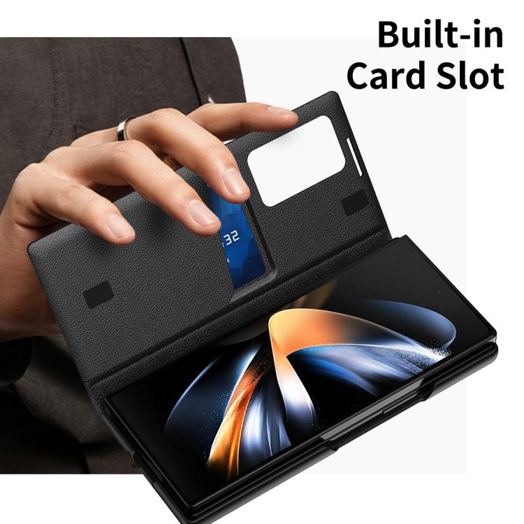 For Samsung Galaxy Z Fold4 Smart View Window Leather Phone Case with Card Slot(Black) - Galaxy Z Fold4 5G Cases by buy2fix | Online Shopping UK | buy2fix