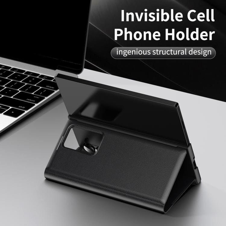 For Samsung Galaxy Z Fold4 Smart View Window Leather Phone Case with Card Slot(Black) - Galaxy Z Fold4 5G Cases by buy2fix | Online Shopping UK | buy2fix