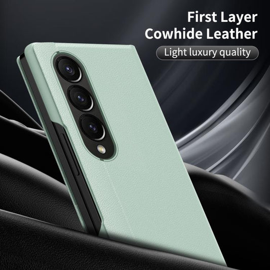 For Samsung Galaxy Z Fold4 Smart View Window Leather Phone Case with Card Slot(Green) - Galaxy Z Fold4 5G Cases by buy2fix | Online Shopping UK | buy2fix