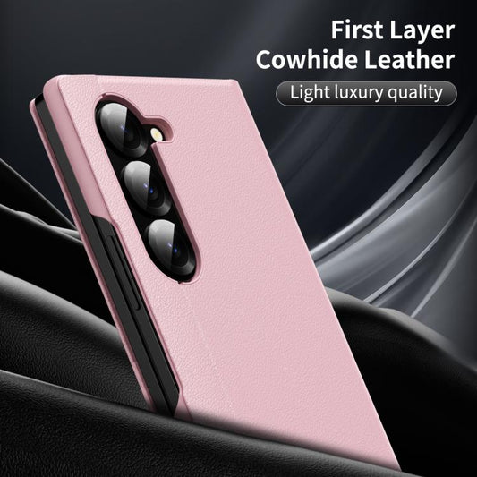 For Samsung Galaxy Z Fold5 5G Smart View Window Leather Phone Case with Card Slot(Pink) - Galaxy Z Fold5 Cases by buy2fix | Online Shopping UK | buy2fix
