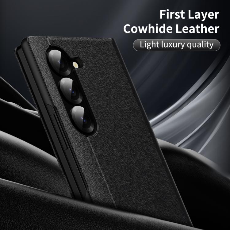 For Samsung Galaxy Z Fold5 5G Smart View Window Leather Phone Case with Card Slot(Black) - Galaxy Z Fold5 Cases by buy2fix | Online Shopping UK | buy2fix