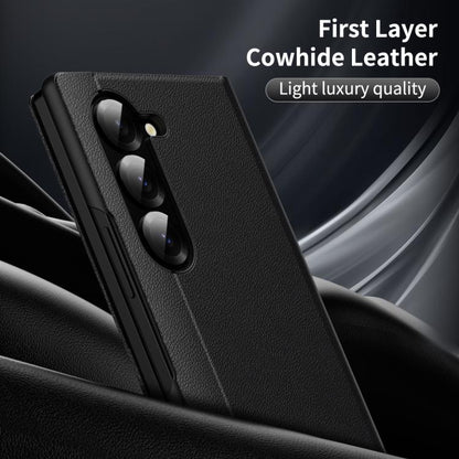 For Samsung Galaxy Z Fold5 5G Smart View Window Leather Phone Case with Card Slot(Black) - Galaxy Z Fold5 Cases by buy2fix | Online Shopping UK | buy2fix