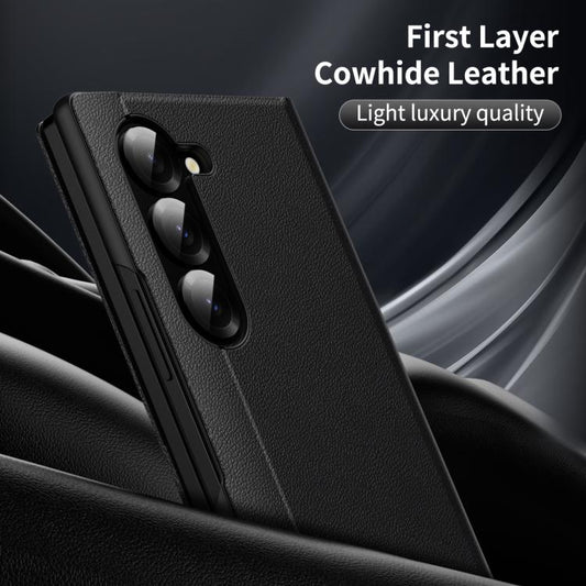 For Samsung Galaxy Z Fold5 5G Smart View Window Leather Phone Case with Card Slot(Black) - Galaxy Z Fold5 Cases by buy2fix | Online Shopping UK | buy2fix