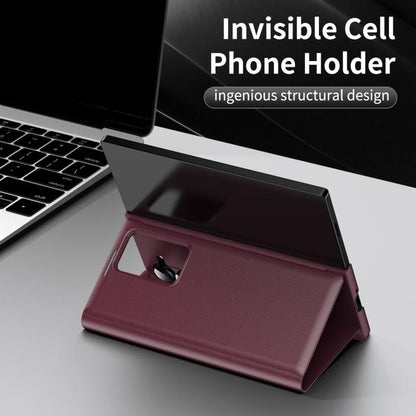 For Samsung Galaxy Z Fold5 5G Smart View Window Leather Phone Case with Card Slot(Red) - Galaxy Z Fold5 Cases by buy2fix | Online Shopping UK | buy2fix