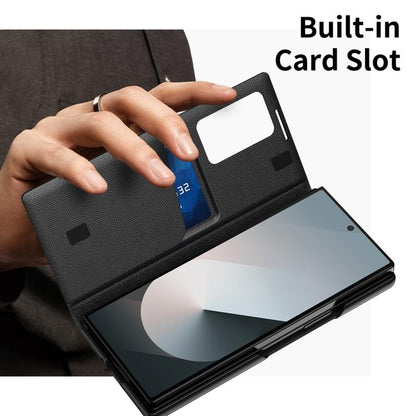 For Samsung Galaxy Z Fold6 5G Smart View Window Leather Phone Case with Card Slot(Black) - Galaxy Z Fold6 5G Cases by buy2fix | Online Shopping UK | buy2fix
