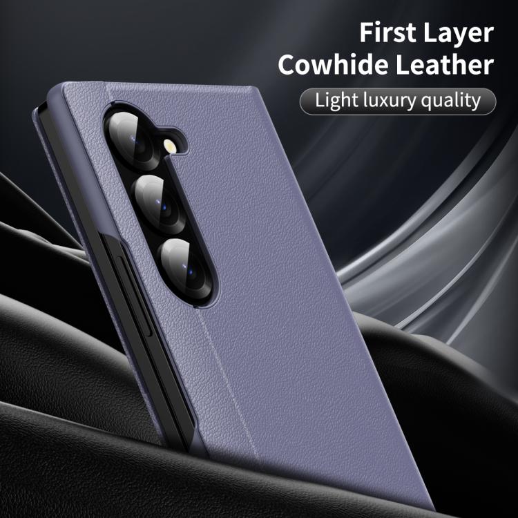 For Samsung Galaxy Z Fold6 5G Smart View Window Leather Phone Case with Card Slot(Purple) - Galaxy Z Fold6 5G Cases by buy2fix | Online Shopping UK | buy2fix