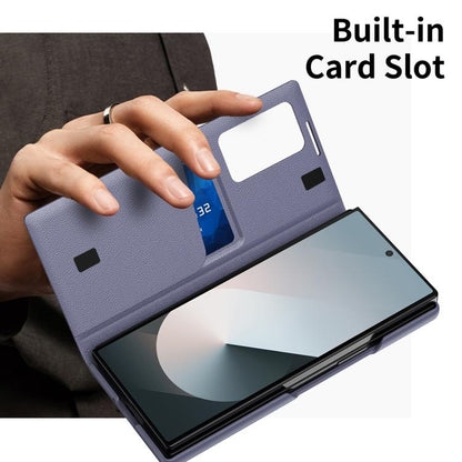 For Samsung Galaxy Z Fold6 5G Smart View Window Leather Phone Case with Card Slot(Purple) - Galaxy Z Fold6 5G Cases by buy2fix | Online Shopping UK | buy2fix