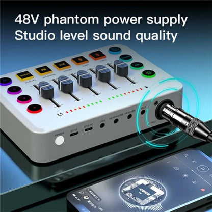 F9 48V Live Streaming Sound Card Audio Mixer Power Voice Changer with RGB Light(Black) - Live Sound Effects Processors by buy2fix | Online Shopping UK | buy2fix