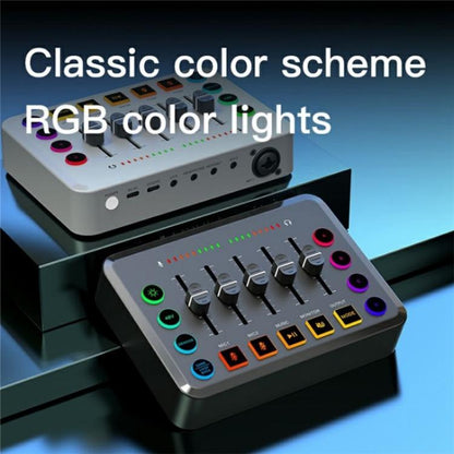 F9 48V Live Streaming Sound Card Audio Mixer Power Voice Changer with RGB Light(Black) - Live Sound Effects Processors by buy2fix | Online Shopping UK | buy2fix