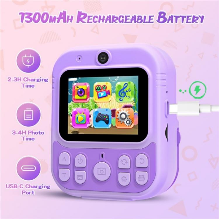 E8 2.4 Inch Screen Photo Printing Video Recorder Multifunctional Kids Dual Lens Camera(Purple) - Children Cameras by buy2fix | Online Shopping UK | buy2fix