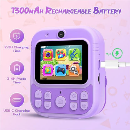 E8 2.4 Inch Screen Photo Printing Video Recorder Multifunctional Kids Dual Lens Camera(Purple) - Children Cameras by buy2fix | Online Shopping UK | buy2fix